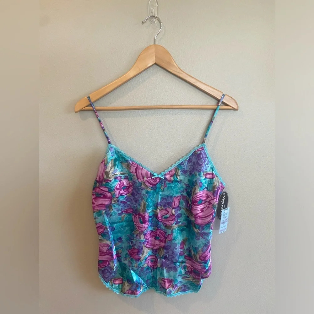 MYONNE Vintage 80s 90s Lingerie Set Purple Floral Design NWT Size Medium US Made